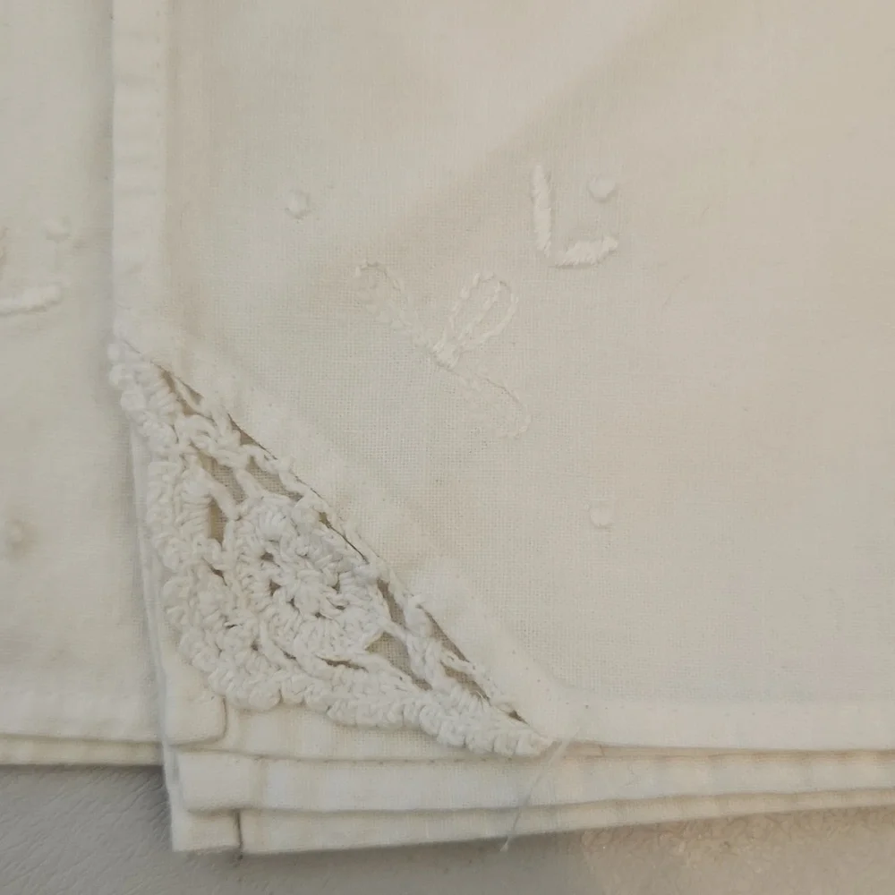 2 Vintage Embroidered Napkins